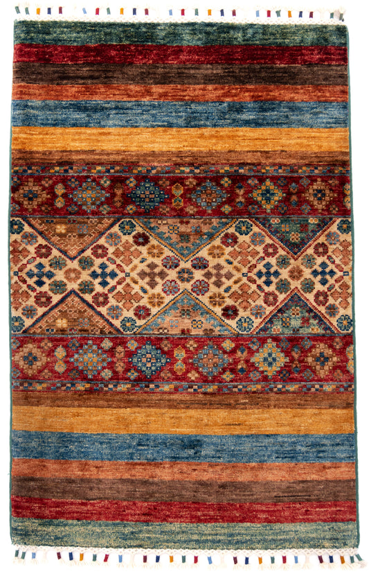 Multicoloured Ariana Rubin Carpet with Multicoloured Tassels