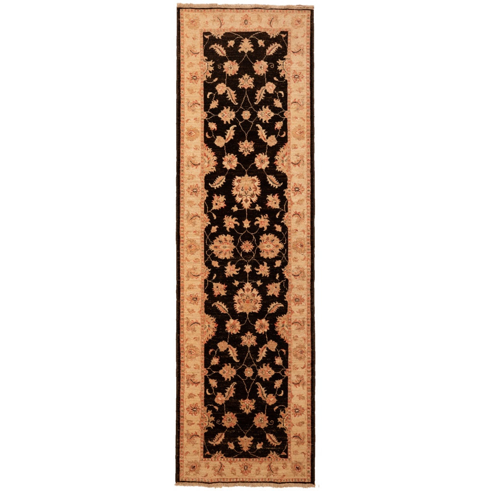 Black Ziegler Runner Carpet with Cream Border
