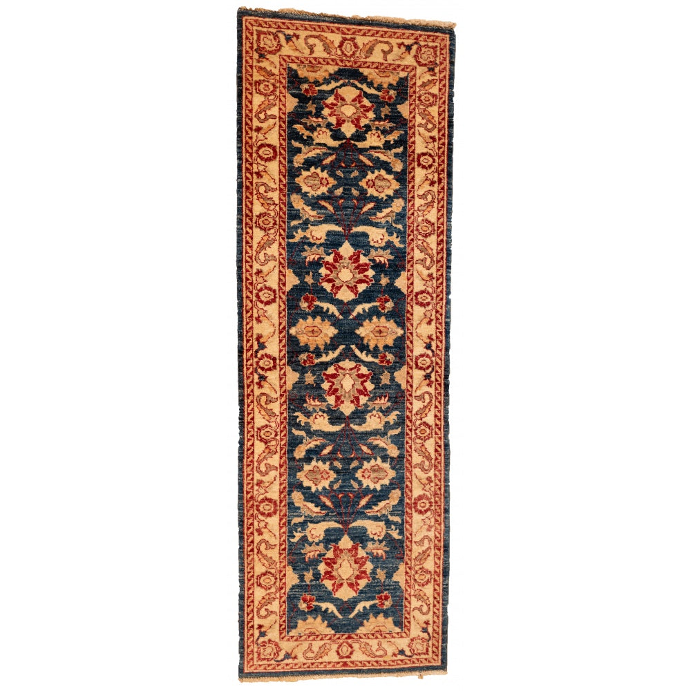 Navy/Black Ziegler Runner Carpet with Cream Border