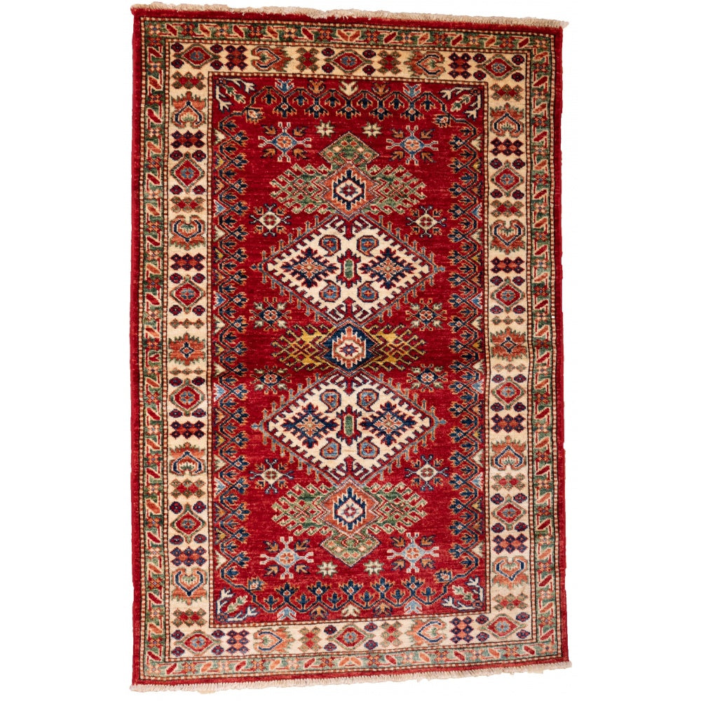 Red Kazak Carpet with Cream Border