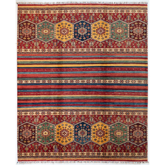 Stripy Ariana Rubin Carpet with Multicoloured Tassels