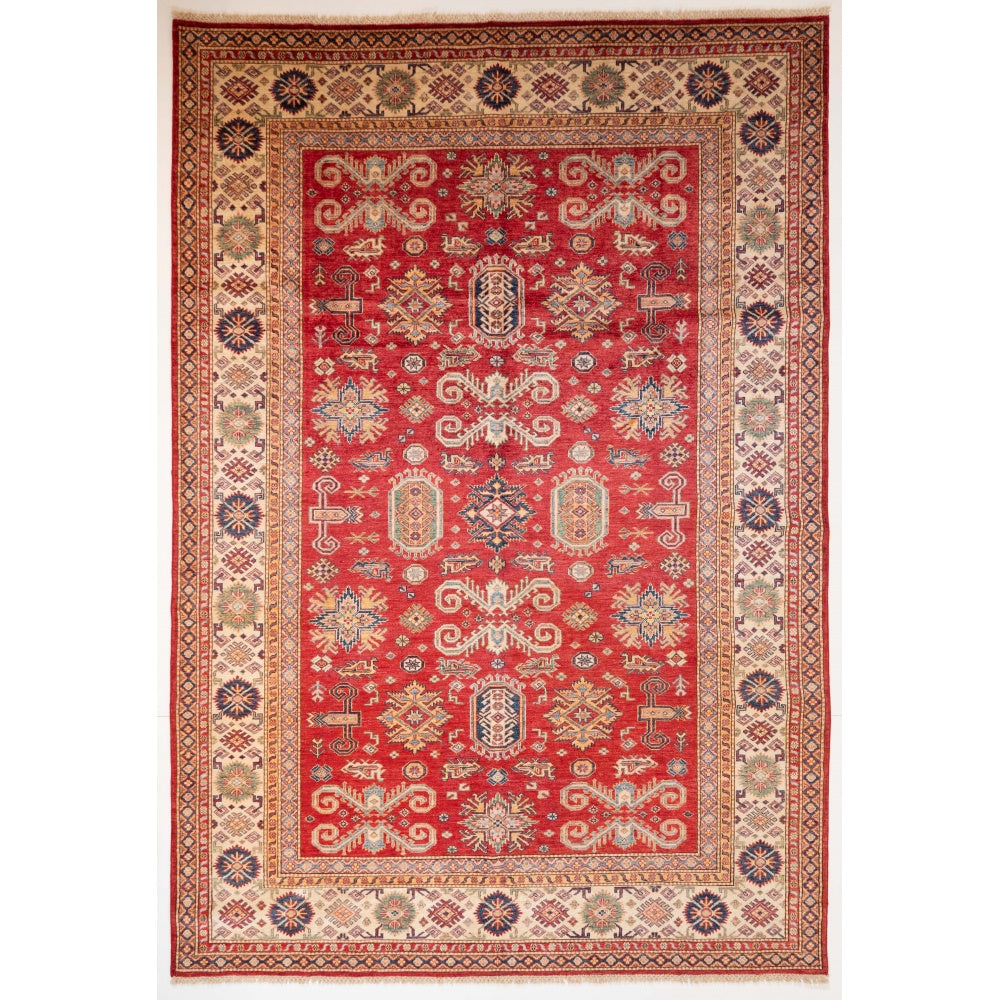Red Kazak Carpet with Cream Border
