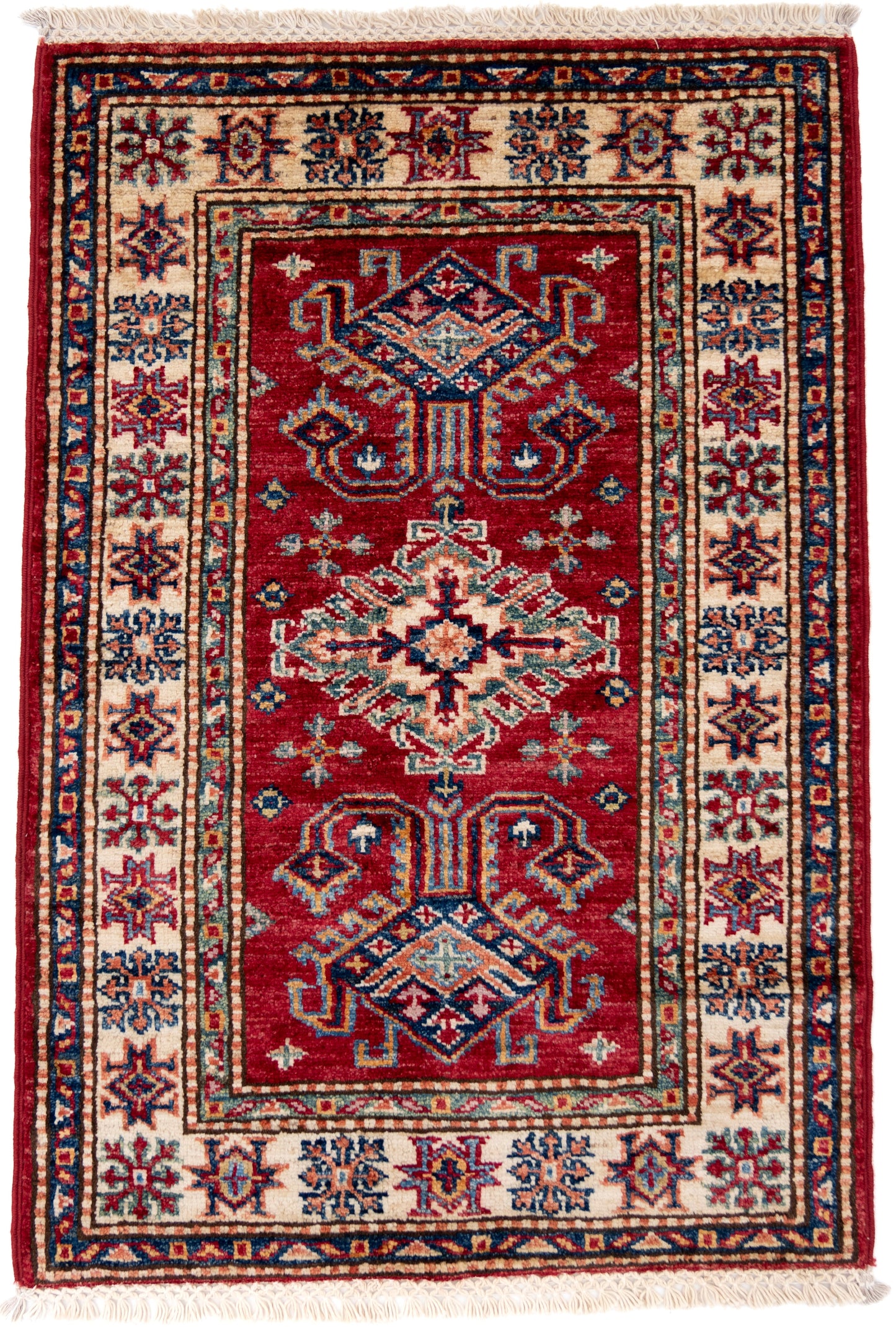 Red Kazak Carpet with Cream Border