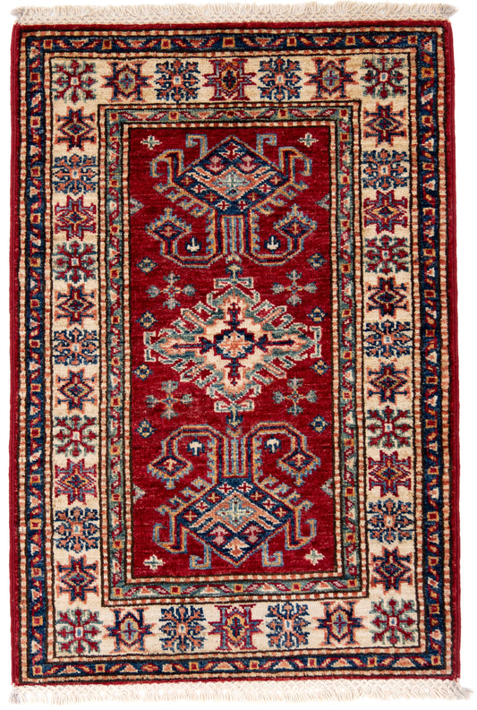 Red Kazak Carpet with Cream Border