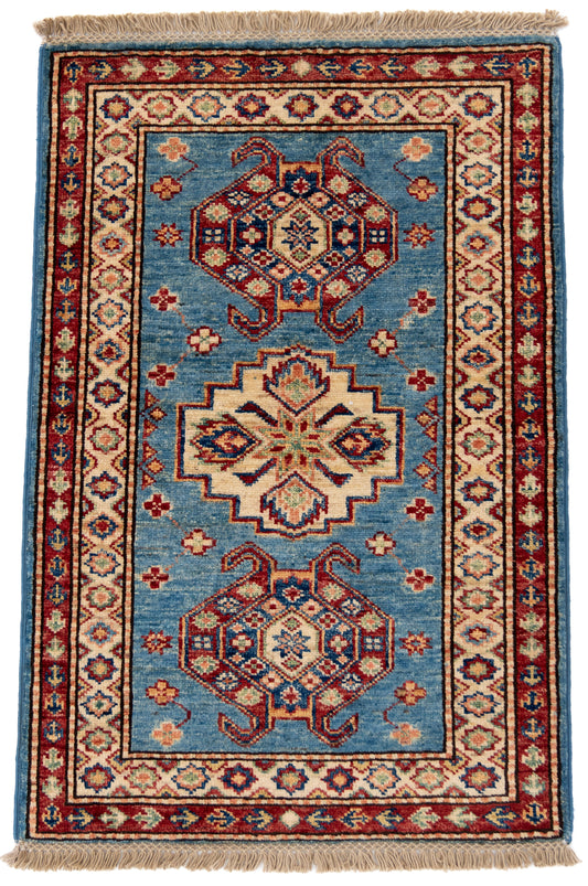 Blue Kazak Carpet with Red & Cream Borders