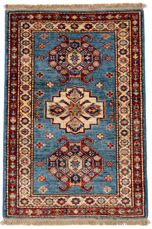 Blue Kazak Carpet with Red & Cream Borders