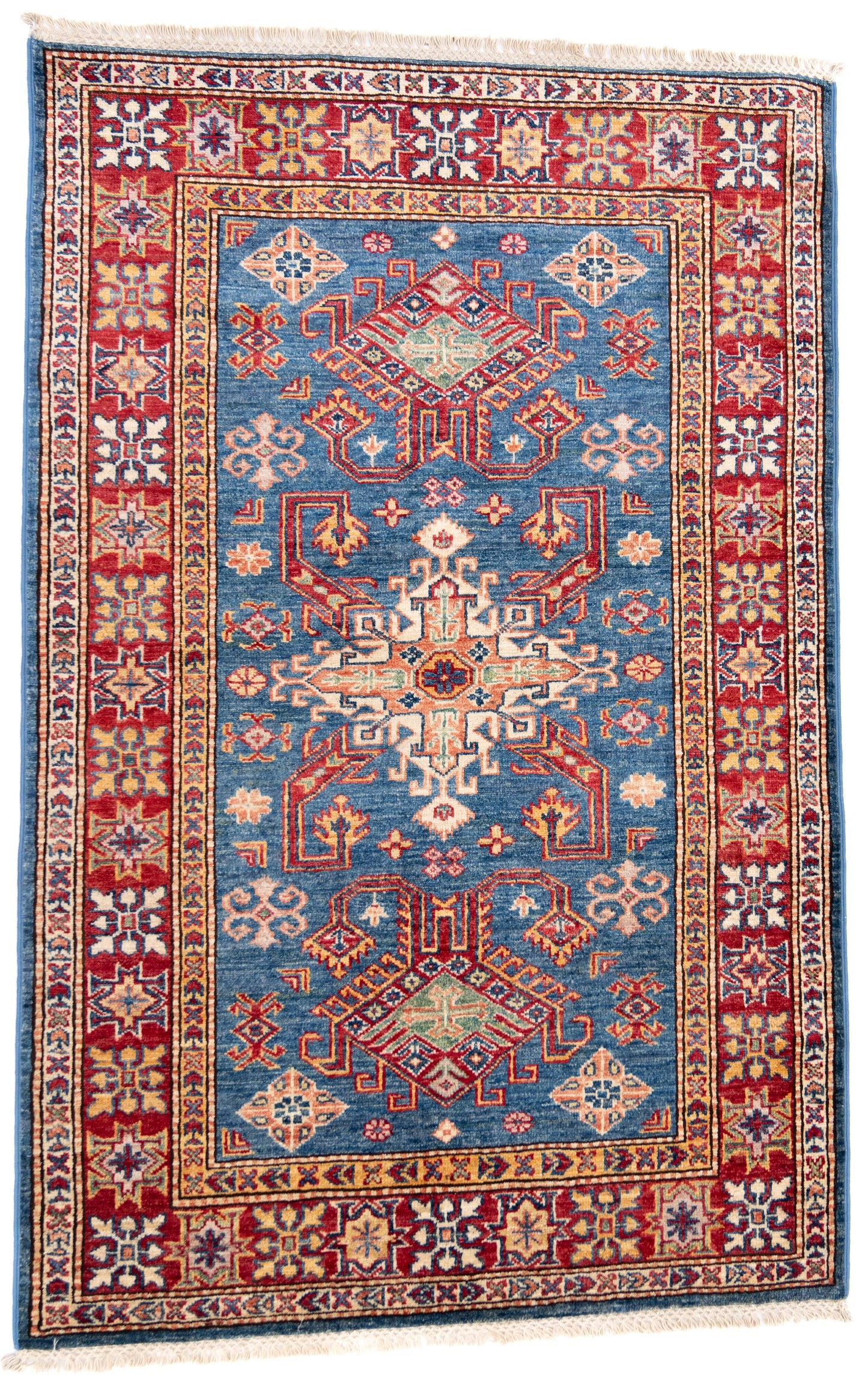 Blue Kazak Carpet with Red & Cream Borders