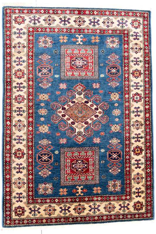 Blue Kazak Carpet with Red & Cream Borders