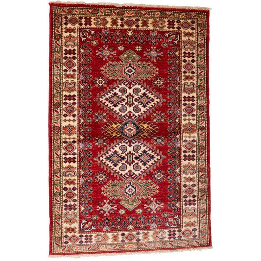 Red Kazak Carpet with Cream Border