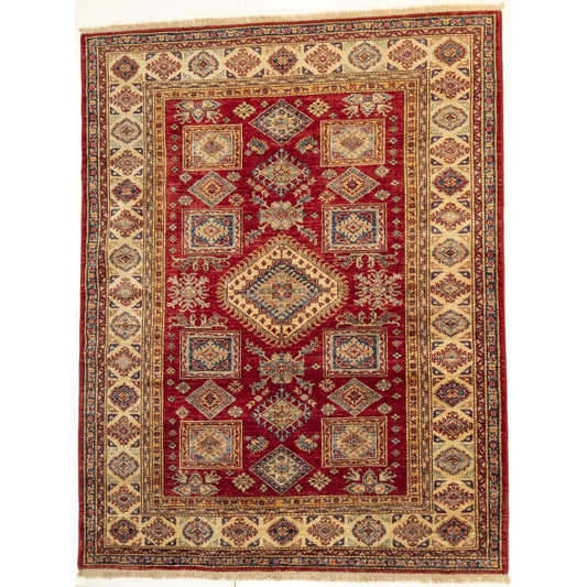Red Kazak Carpet with Cream Border