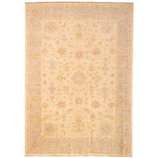 Cream Ziegler Carpet with Light Blue Border