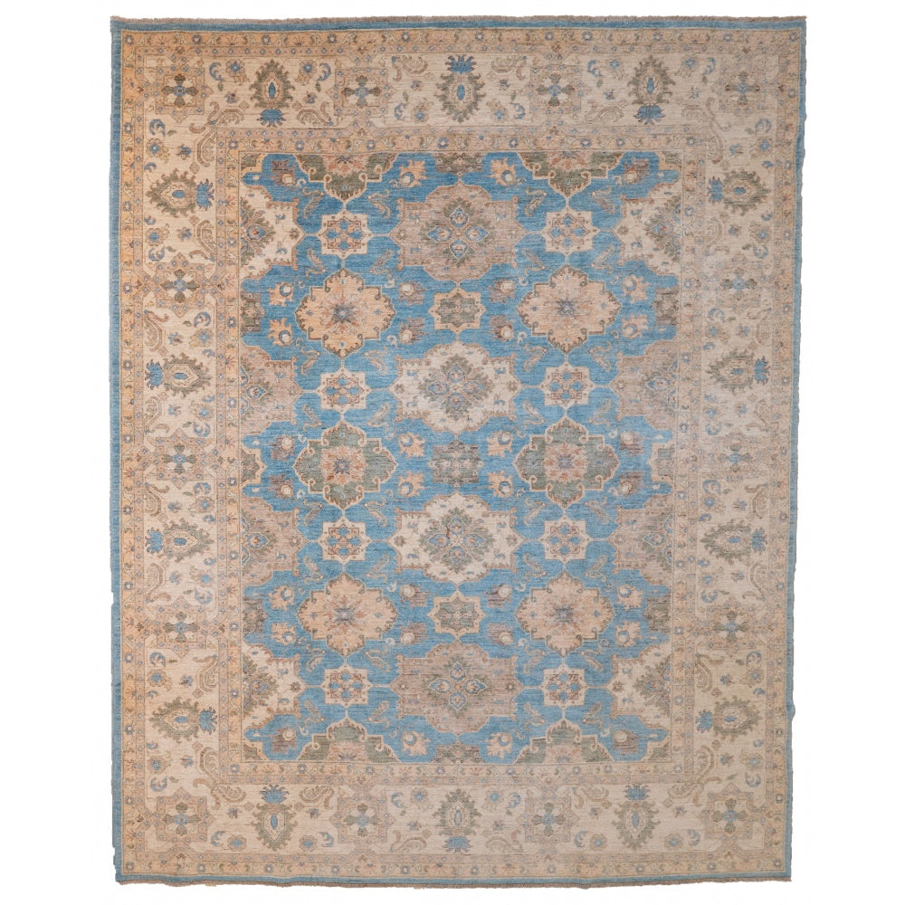 Blue Ziegler Carpet with Cream Border