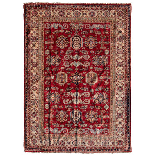Red Kazak Carpet with Cream Border