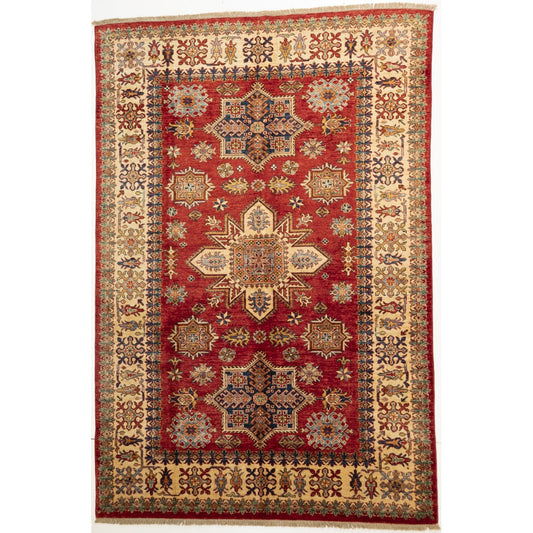 Red Kazak Carpet with Cream Border